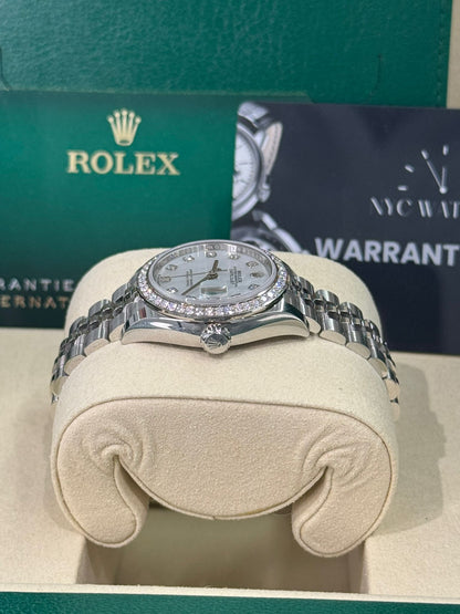 Rolex Lady-Datejust Stainless Steel and White Gold - 28 MM - Jubilee Bracelet - Diamond Bezel - Mother of Pearl Diamond Dial - 279384RBR-0011