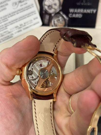 H. Moser & Cie Venturer Tourbillon Dual Time - 41.5 MM - Rose Gold - Silver Dial - Leather Bracelet - 2802-0401