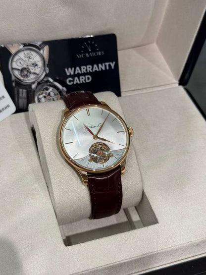H. Moser & Cie Venturer Tourbillon Dual Time - 41.5 MM - Rose Gold - Silver Dial - Leather Bracelet - 2802-0401