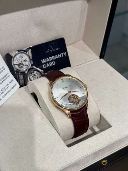 H. Moser & Cie Venturer Tourbillon Dual Time - 41.5 MM - Rose Gold - Silver Dial - Leather Bracelet - 2802-0401