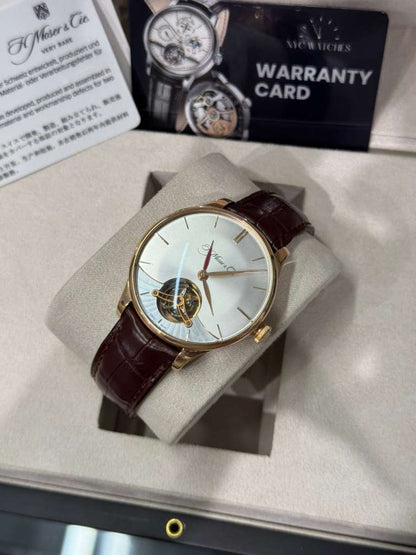 H. Moser & Cie Venturer Tourbillon Dual Time - 41.5 MM - Rose Gold - Silver Dial - Leather Bracelet - 2802-0401
