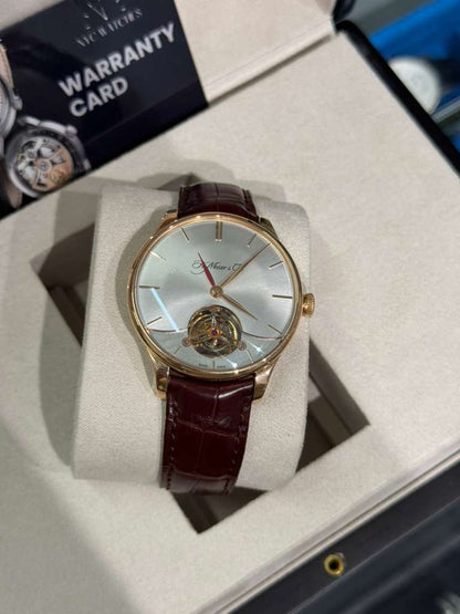 H. Moser & Cie Venturer Tourbillon Dual Time - 41.5 MM - Rose Gold - Silver Dial - Leather Bracelet - 2802-0401
