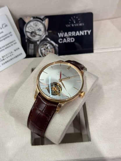 H. Moser & Cie Venturer Tourbillon Dual Time - 41.5 MM - Rose Gold - Silver Dial - Leather Bracelet - 2802-0401