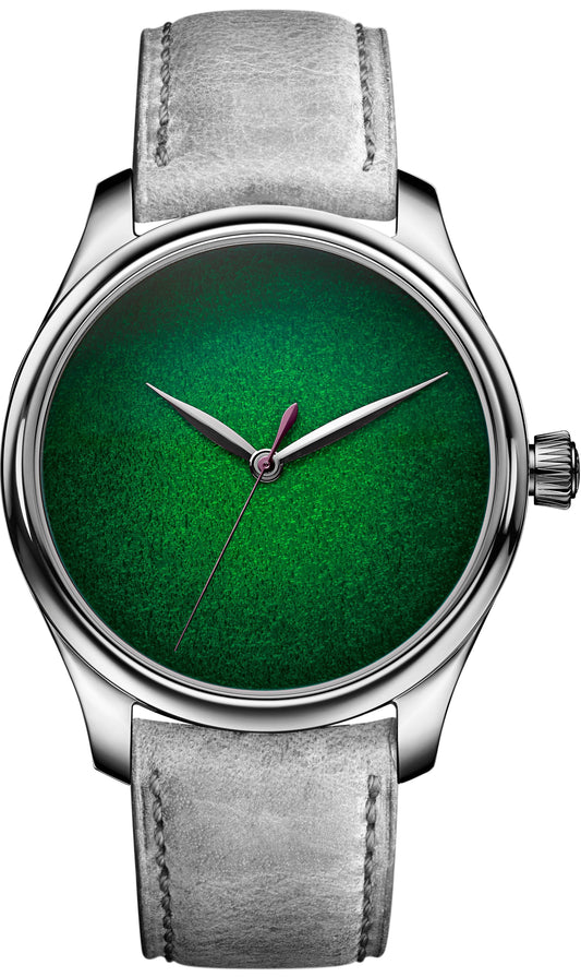 H. Moser & Cie Endeavour Center Seconds Concept Lime Green - 40 MM - Stainless Steel - Lime Green Enamel Dial - Gray Kudu Leather Strap - 1200-1233
