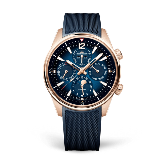 JLC - Polaris Perpetual Calendar - 42 MM - Pink Gold - Ocean Blue Dial - Blue Rubber Strap - Q9082681