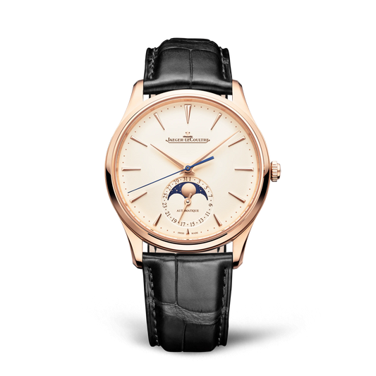JLC - Master Ultra Thin Moon - 39 MM - Pink Gold - Eggshell Beige Dial - Black Leather Strap - Q1362511