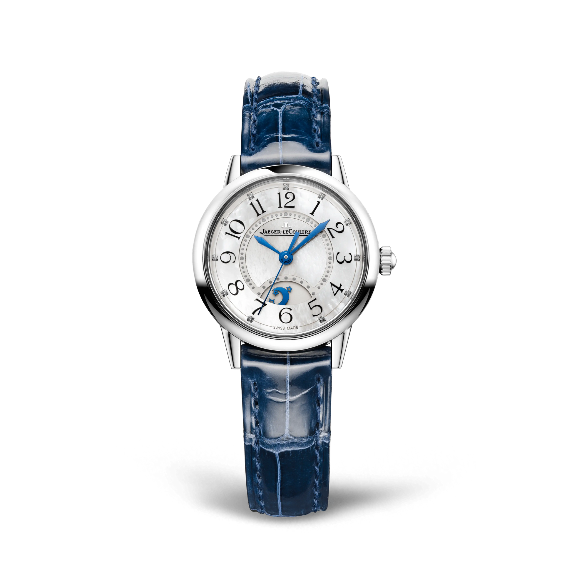 JLC - Rendez-Vous Classic Night & Day - 29 MM - Stainless Steel - Mother-Of-Pearl Dial - Blue Leather Strap - Q3468410