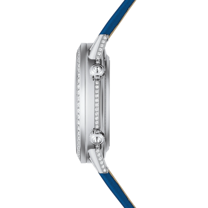 JLC - Rendez-Vous Jewellery Moon - 36 MM - White Gold - Silver/Blue Asymmetrical Dial - Diamond Bezel - Blue Satin Strap - Q3523490