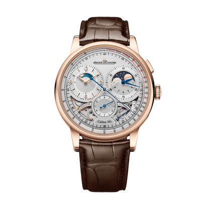 JLC - Duometre Chronograph Moon - 42.5 MM - Pink Gold - Silvered-Gray Dial - Brown Leather Strap - Q622252J