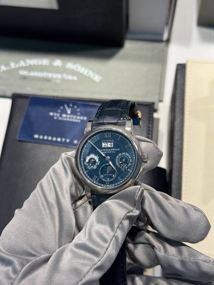 A.Lange & Söhne Langematik Perpetual Calendar and Moonphase - 38.5MM - White Gold - Blue Dial - 310.028E
