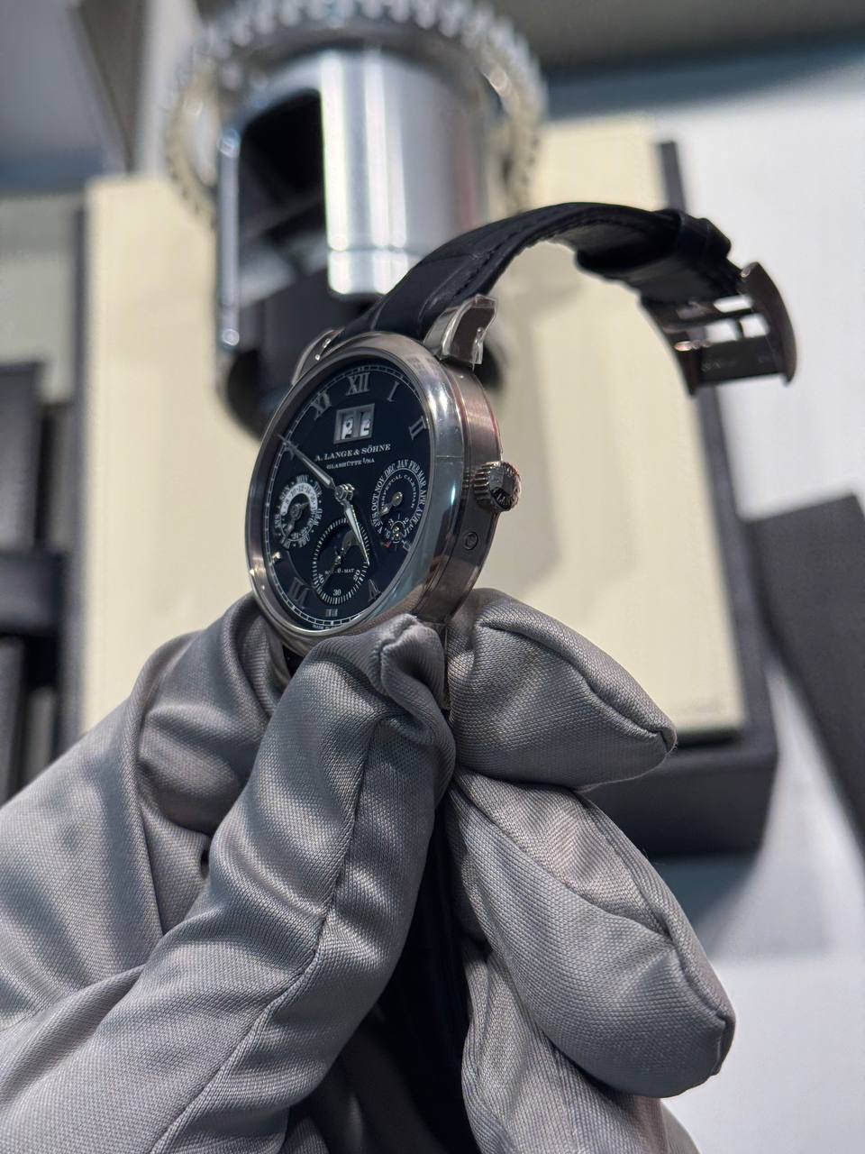 A.Lange & Söhne Langematik Perpetual Calendar and Moonphase - 38.5MM - White Gold - Blue Dial - 310.028E