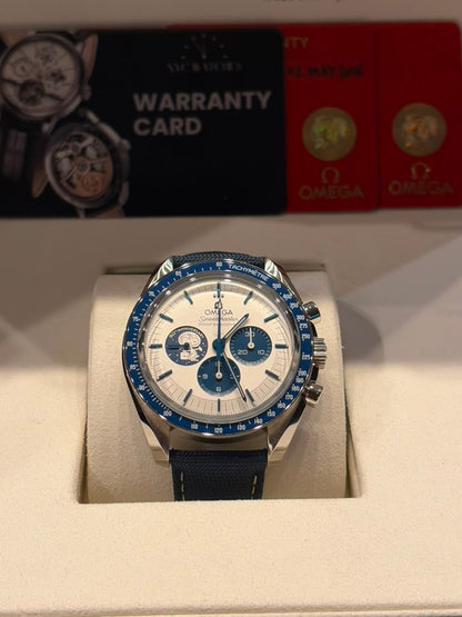 Omega Speedmaster "Silver Snoopy Award" 50th Anniversary Stainless Steel 42 MM - Coated Nylon Fabric Bracelet - Silver Dial - 310.32.42.50.02.001