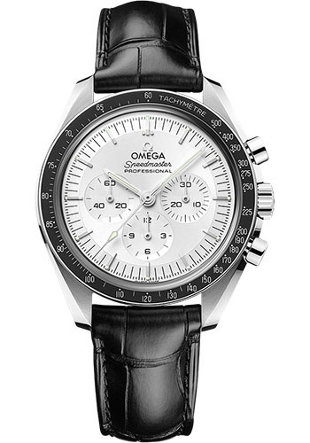 Omega Speedmaster White Gold 42 MM - Black Leather Strap - Silvery Step Dial - 310.63.42.50.02.001