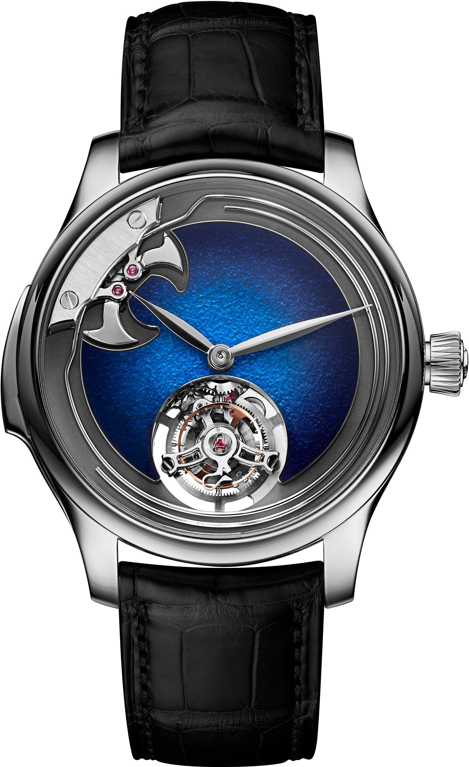 H. Moser & Cie Endeavour Concept Minute Repeater - Limited Edition - 40 MM - Titanium - Aqua Blue Fumé Dial - Alligator Leather Strap - 1904-0500