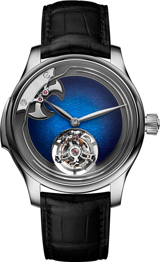 H. Moser & Cie Endeavour Concept Minute Repeater - Limited Edition - 40 MM - Titanium - Aqua Blue Fumé Dial - Alligator Leather Strap - 1904-0500