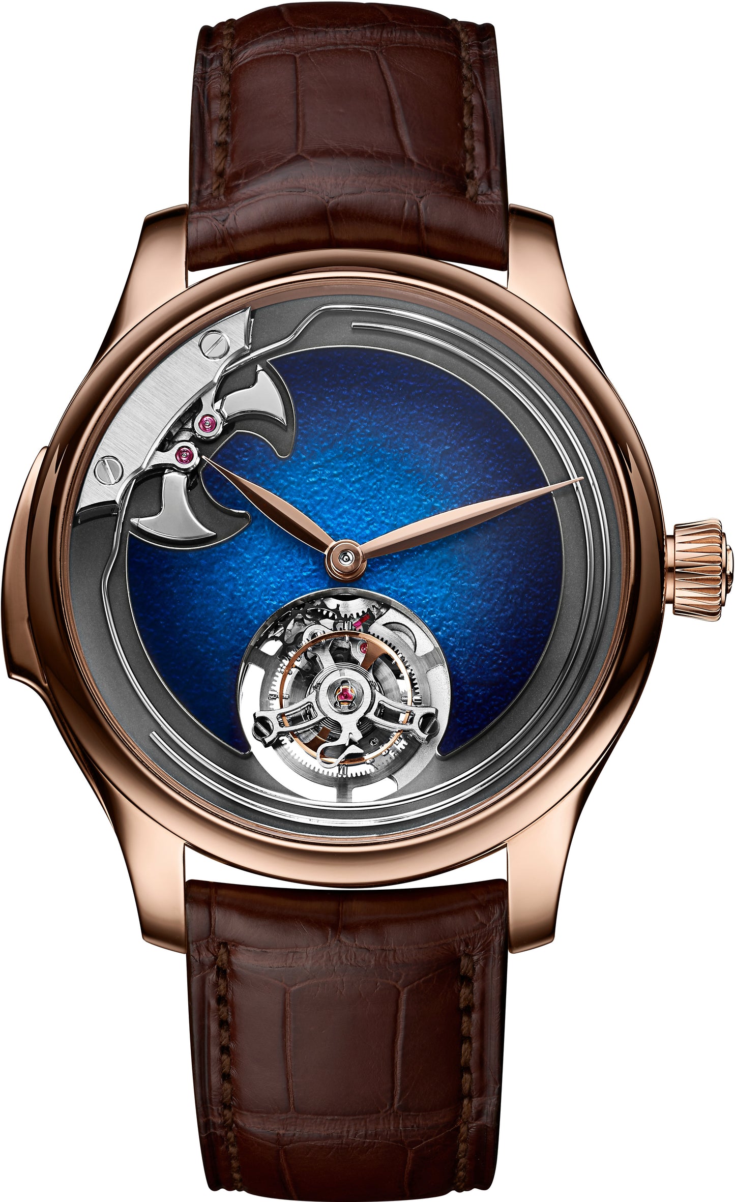 H. Moser & Cie Endeavour Concept Minute Repeater - Limited Edition - 40 MM - Red Gold - Aqua Blue Fumé Dial - Alligator Leather Strap - 1800-0204