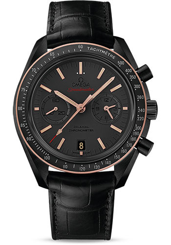 Omega Speedmaster Black Ceramic 44.25 MM - Black Leather Strap - Black Dial - 311.63.44.51.06.001 nyc watcher nyc watches