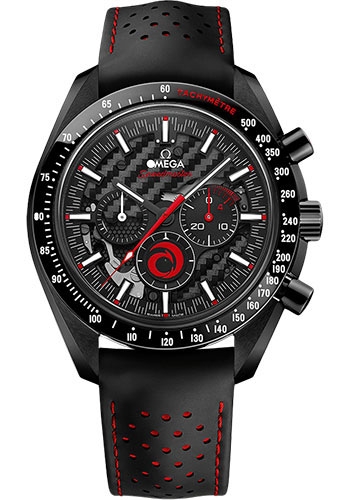 Omega Speedmaster Black Ceramic 44.25 MM - Black and Red Leather Strap - Black Dial - 311.92.44.30.01.002 nyc watcher nyc watches