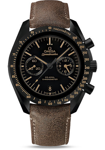 Omega Speedmaster Black Ceramic 44.25 MM - Brown Leather Strap - Black Dial - 311.92.44.51.01.006 nyc watcher nyc watches