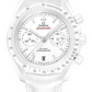 Omega Speedmaster White Ceramic 44.25 MM - White Leather Strap - White Dial - 311.93.44.51.04.002 nyc watcher nyc watches