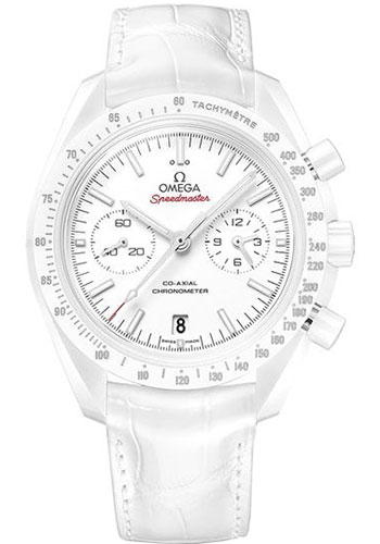 Omega Speedmaster White Ceramic 44.25 MM - White Leather Strap - White Dial - 311.93.44.51.04.002 nyc watcher nyc watches