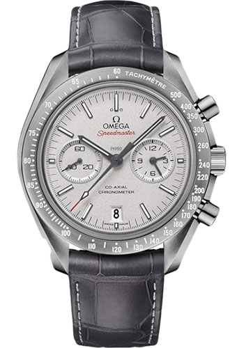 Omega Speedmaster Grey Ceramic 44.25 MM - Grey Leather Strap - Platinum Dial - 311.93.44.51.99.002 nyc watcher nyc watches