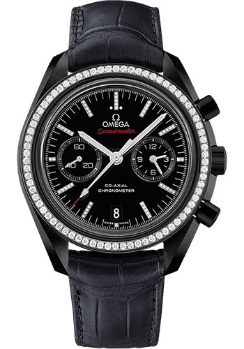 Omega Speedmaster Black Ceramic 44.25 MM - Black Leather Strap - Diamond Bezel - Black Dial - 311.98.44.51.51.001 nyc watcher nyc watches