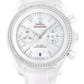 Omega Speedmaster White Ceramic 44.25 MM - White Leather Strap - Diamond Bezel - White Mother -Of- Pearl Dial - 311.98.44.51.55.001 nyc watcher nyc watches