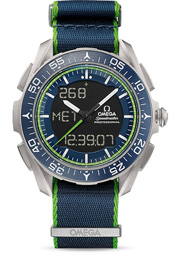 Omega Speedmaster Titanium 45 MM - Blue fabric Strap - Blue and Green Dial - 318.92.45.79.03.001 nyc watcher nyc watches