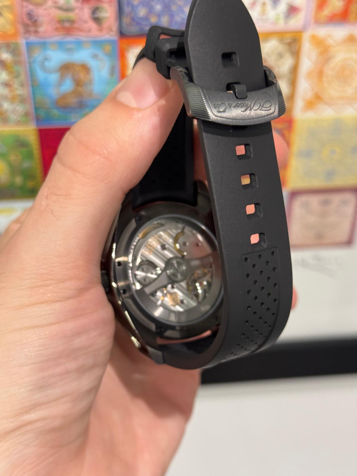 H. Moser & Cie Pioneer Centre Seconds Coated Stainless Steel 43 MM - Black Rubber Strap - Blue Dial - Black Rubber Strap 3200-1205