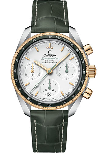 Omega Constellation Yellow Gold and Stainless Steel 38 MM - Green Leather Strap - Opaline Silvery Dial - 324.23.38.50.02.001