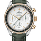 Omega Constellation Yellow Gold and Stainless Steel 38 MM - Green Leather Strap - Diamond Bezel - Opaline Silvery Dial - 324.28.38.50.02.001