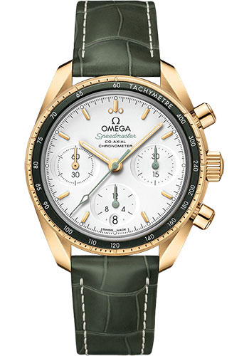 Omega Constellation Yellow Gold 38 MM - Green Leather Strap - Opaline Silvery Dial - 324.63.38.50.02.004