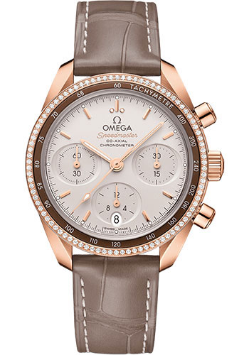 Omega Constellation Rose Gold 38 MM - Brown Leather Strap - Diamond Bezel - Cappuccino Dial - 324.68.38.50.02.003