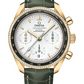 Omega Constellation Yellow Gold 38 MM - Green Leather Strap - Diamond Bezel - Opaline Silvery Dial - 324.68.38.50.02.004