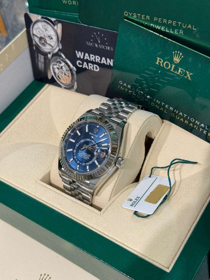 Rolex Stainless Steel & White Gold Sky Dweller Watch - 42 MM - Jubilee Bracelet - Blue Dial - 326934-0004