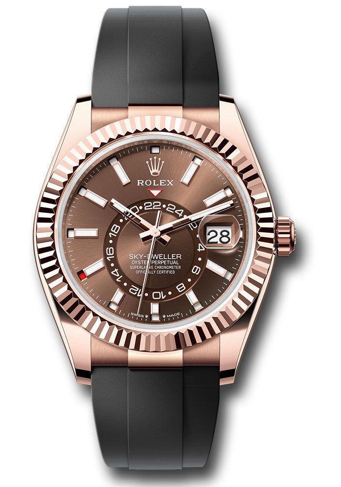 Rolex Everose Gold Sky Dweller Watch - 42 MM - Oysterflex Strap - Fluted Ring Command Bezel - Chocolate Index Dial - 336235 choiof