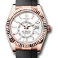 Rolex Everose Gold Sky Dweller Watch - 42 MM - Oysterflex Strap - Fluted Ring Command Bezel - White Index Dial - 336235 wiof