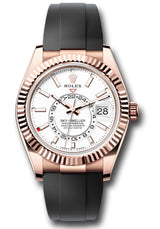 Rolex Everose Gold Sky Dweller Watch - 42 MM - Oysterflex Strap - Fluted Ring Command Bezel - White Index Dial - 336235-0003