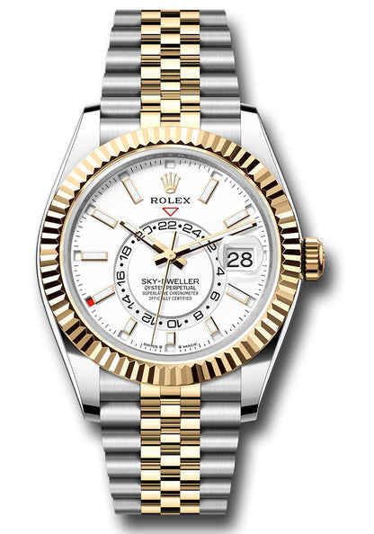 Rolex Stainless Steel and Yellow Gold Sky Dweller Watch - 42 MM - Jubilee Bracelet - Fluted Ring Command Bezel - White Index Dial - 336933-0006