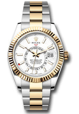 Rolex Stainless Steel and Yellow Gold Sky Dweller Watch - 42 MM - Oyster Bracelet - Fluted Ring Command Bezel - White Index Dial - 336933-0005
