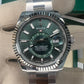 Rolex Stainless Steel and White Gold Sky Dweller Watch - 42 MM - Oyster Bracelet - Fluted Ring Command Bezel - Green Index Dial - 336934 grio