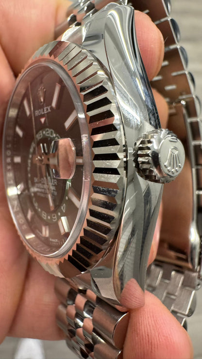 Rolex Stainless Steel and White Gold Sky Dweller Watch - 42 MM - Jubilee Bracelet - Fluted Bezel - Mint Green Index Dial - 336934-0002