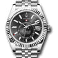 Rolex Stainless Steel and White Gold Sky Dweller Watch - 42 MM - Jubilee Bracelet - Fluted Ring Command Bezel - Black Index Dial - 336934 bkij