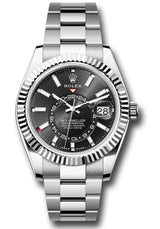 Rolex Stainless Steel and White Gold Sky Dweller Watch - 42 MM - Oyster Bracelet - Fluted Ring Command Bezel - Black Index Dial - 336934-0007