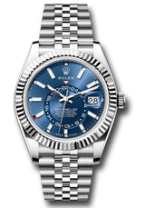 Rolex Stainless Steel and White Gold Sky Dweller Watch - 42 MM - Jubilee Bracelet - Fluted Ring Command Bezel - Blue Index Dial - 336934-0006