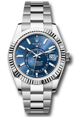 Rolex Stainless Steel and White Gold Sky Dweller Watch - 42 MM - Oyster Bracelet - Fluted Ring Command Bezel - Blue Index Dial - 336934-0005