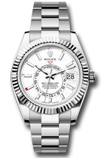 Rolex Stainless Steel and White Gold Sky Dweller Watch - 42 MM - Oyster Bracelet - Fluted Ring Command Bezel - White Index Dial - 336934-0003
