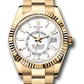 Rolex Yellow Gold Sky Dweller Watch - 42 MM - Oyster Bracelet - Fluted Ring Command Bezel - White Index Dial - 336938 wio