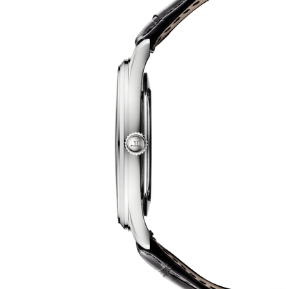 JLC - Master Ultra Thin Date - 39 MM - Stainless Steel - Blue-Gray Dial - Black Leather Strap - Q1238480